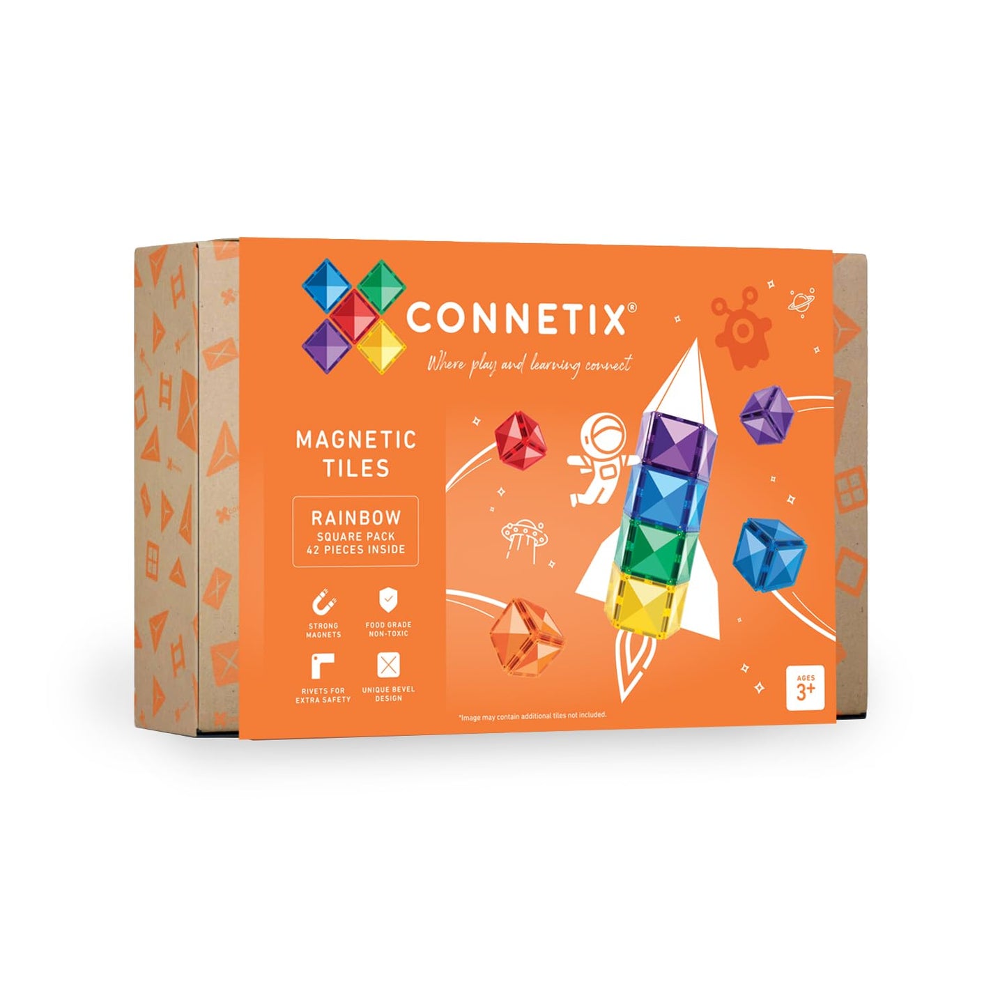 Connetix Magnetic Tiles - Rainbow Square 42 Piece piece
