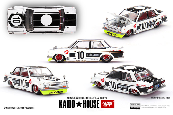 PRE ORDER Mini GT - 1:64 Datsun 510 Street Team XMM V1 Kaido House
