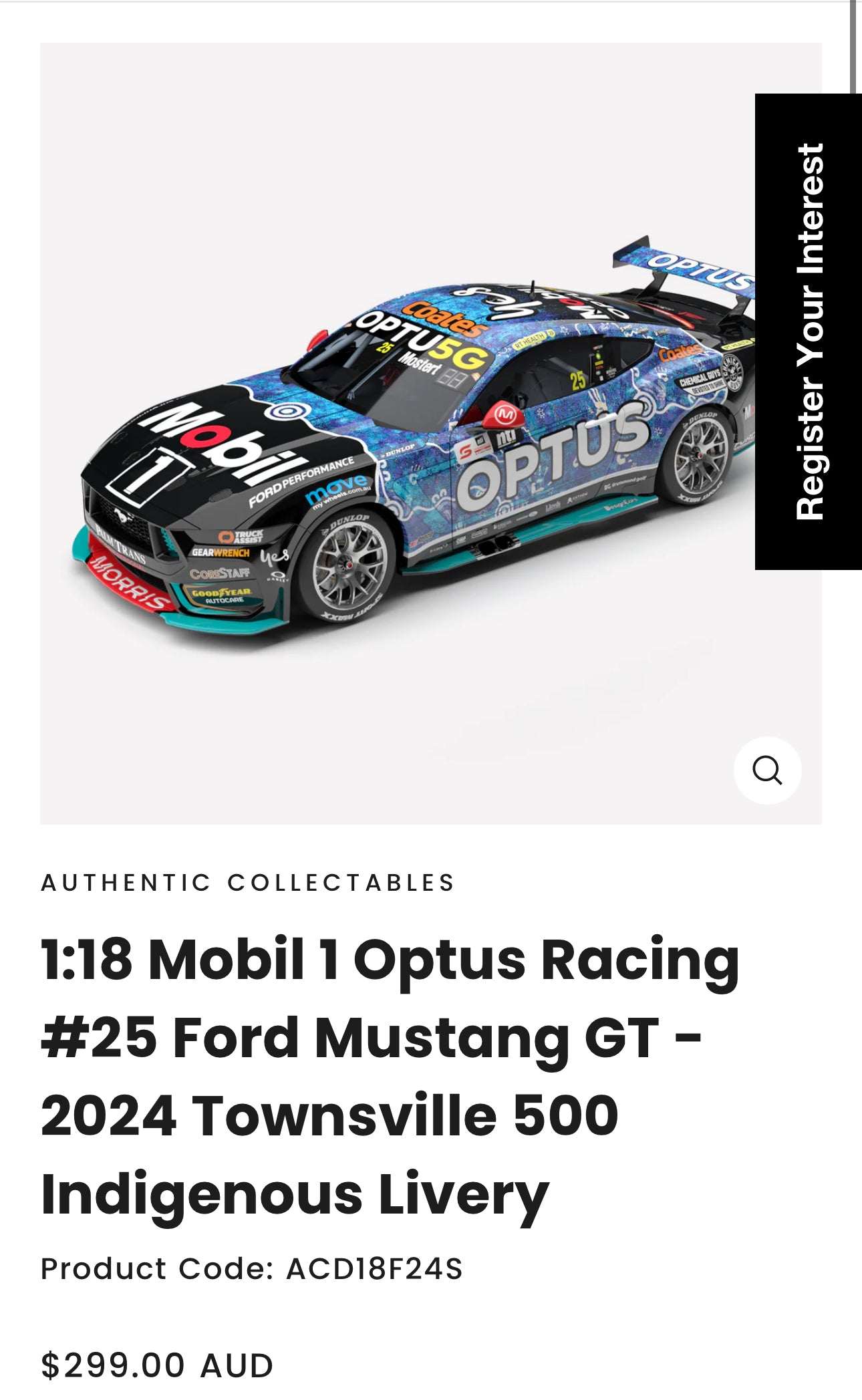 PRE ORDER - 1:18 Mostert 2024 Townsville 500 Indigenous Livery - Authentic