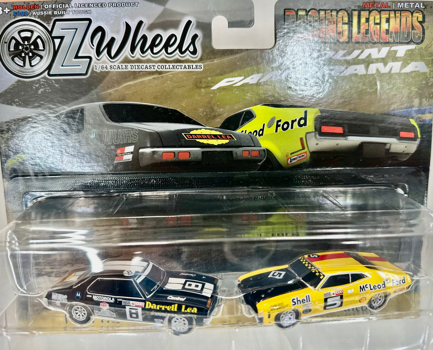 Oz Wheels - 1:64 Twin Set Bathurst Racing Legends HQ Holden 4 Door Darrell Lea and Goss XA Falcon Mcloed Ford