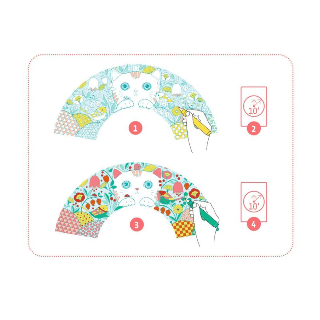 Djeco koneko (cat) paper fan making kit instructions at toyworld lismore