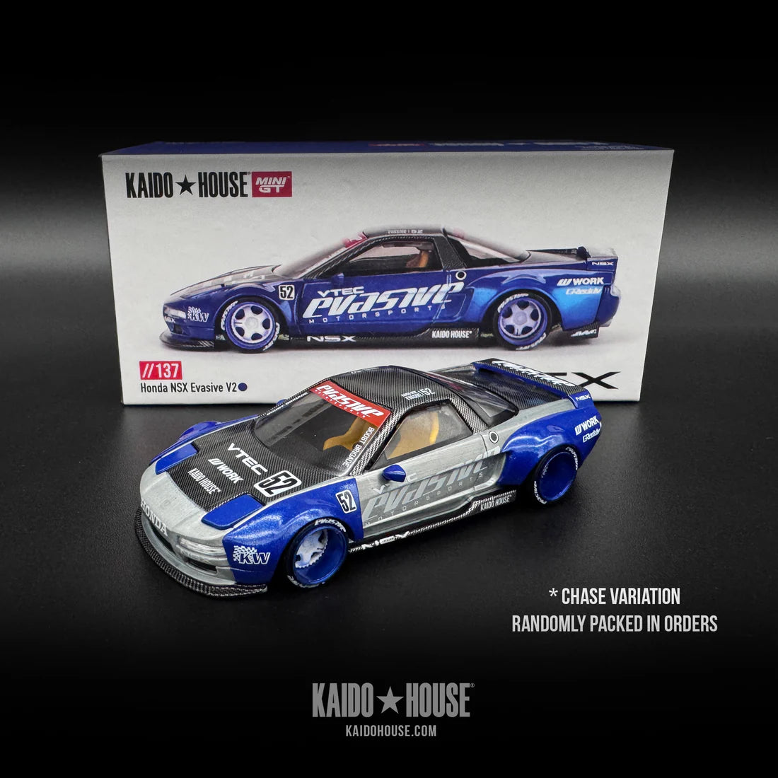 PRE ORDER Mini GT - 1:64 Honda NSX Evasive V2 Kaido Works Blue