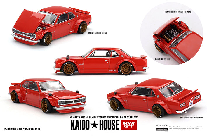 PRE ORDER Mini GT - 1:64 Nissan Skyline 2000GT-R KPGC10 Red Kaido Street V1