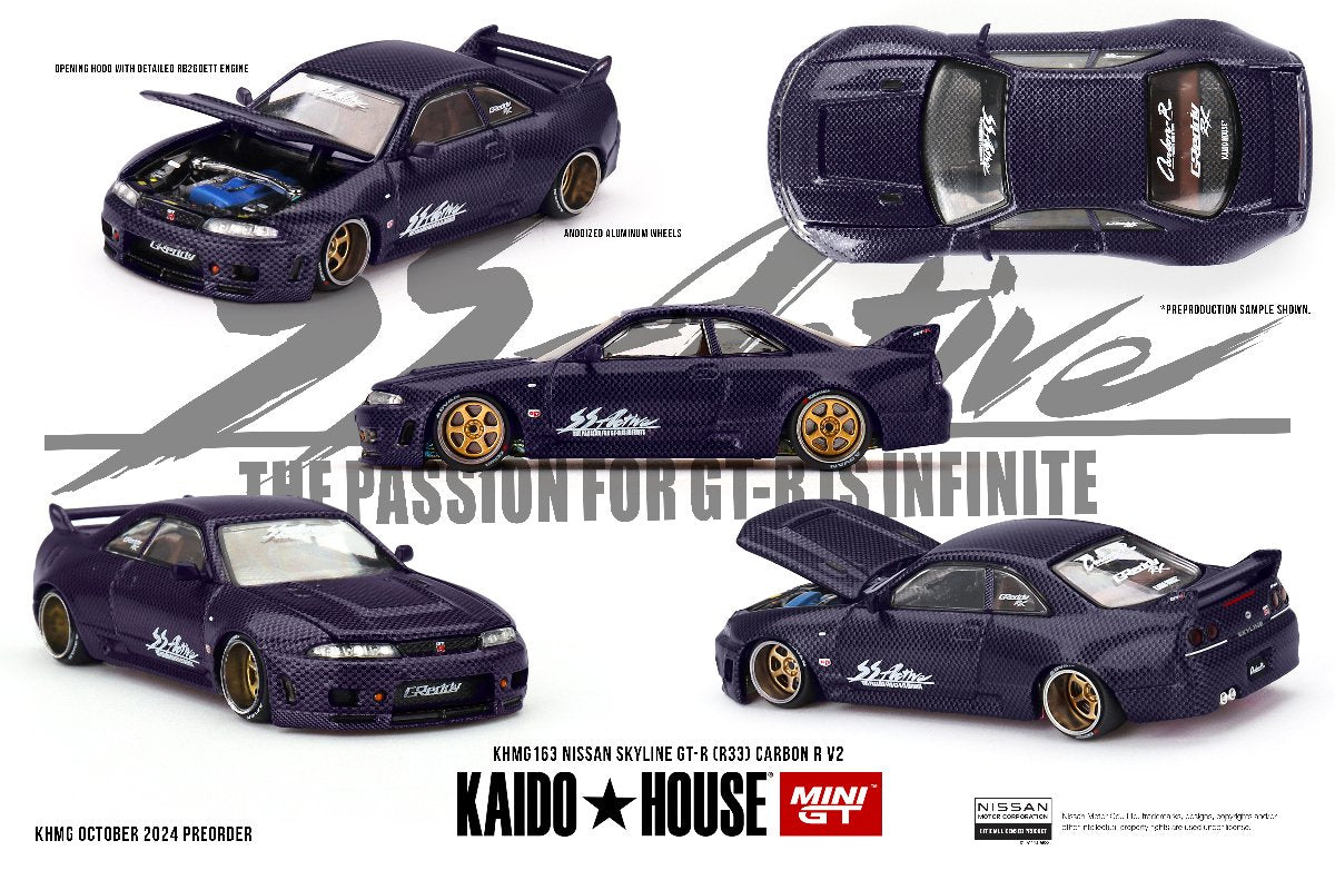 PRE-ORDER Mini GT - 1:64 Nissan Skyline GT-R R33 Active Carbon R V2