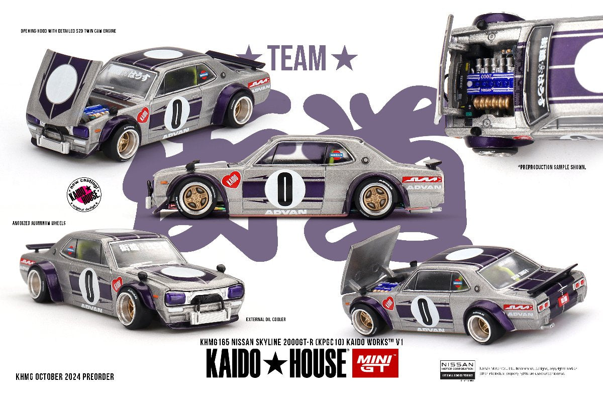 PRE-ORDER Mini GT - 1:64 Nissan Skyline GT-R KPGC10 Kaido Works V1