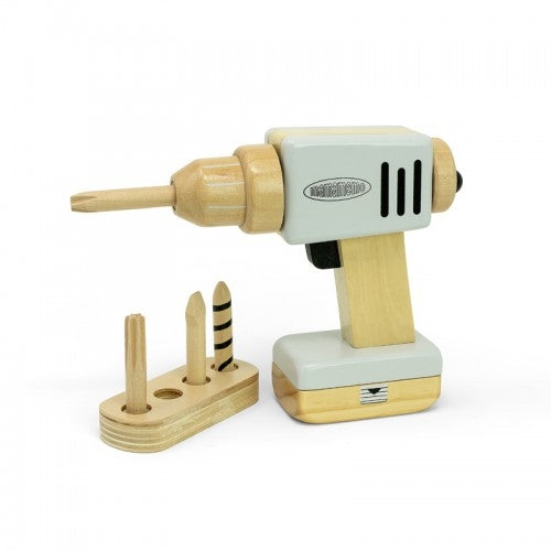 MamaMemo - Wooden Workshop Tools - Drill with Charger