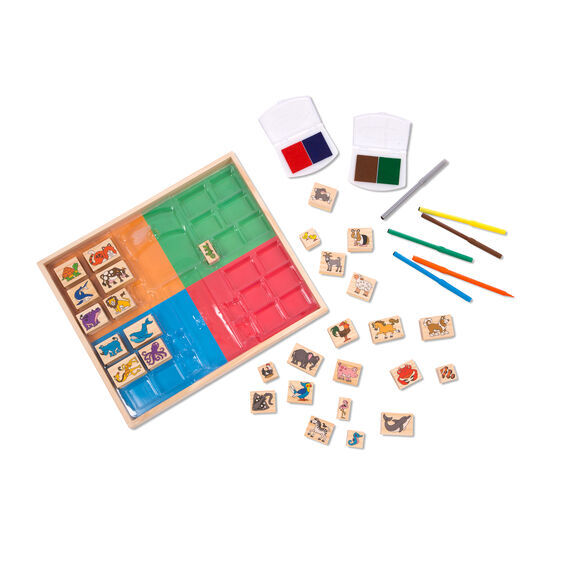 Melissa and Doug - Deluxe Wooden Stamp Set Animals