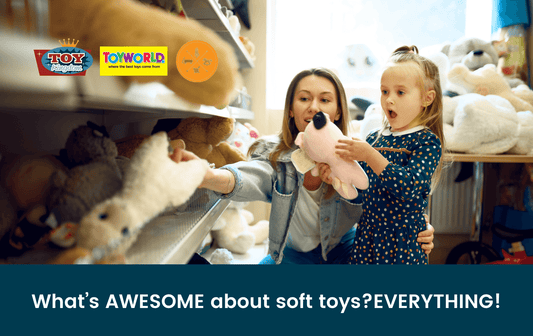 A mum and a kid buying some soft toys Toy World Byron Bay Lismore Ballina