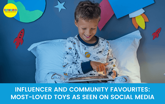Kid on his bed watching toy review