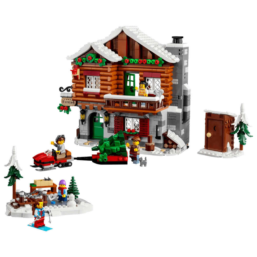 Lego christmas set alpine lodge with ski and snow features toyworld lismore