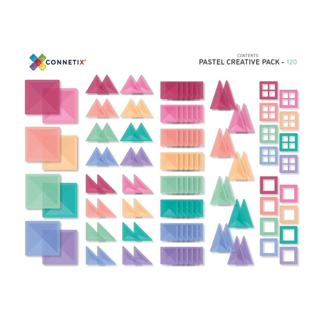 connetix pastel coloured piece set - contents sheet
