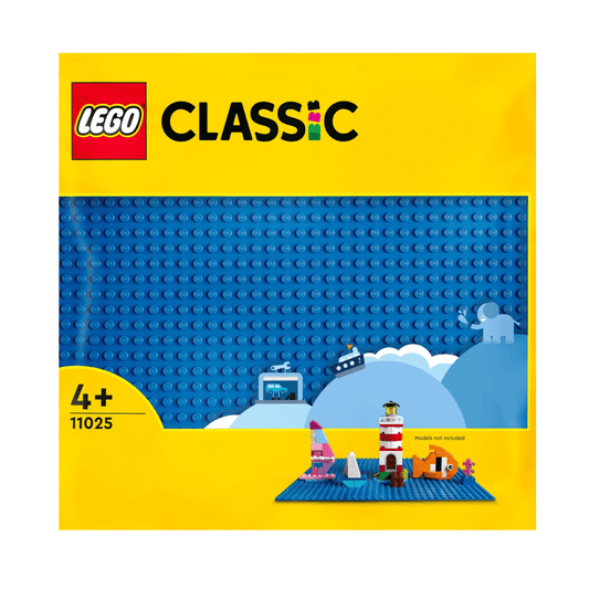 Lego Blue Base plate with yellow packaging