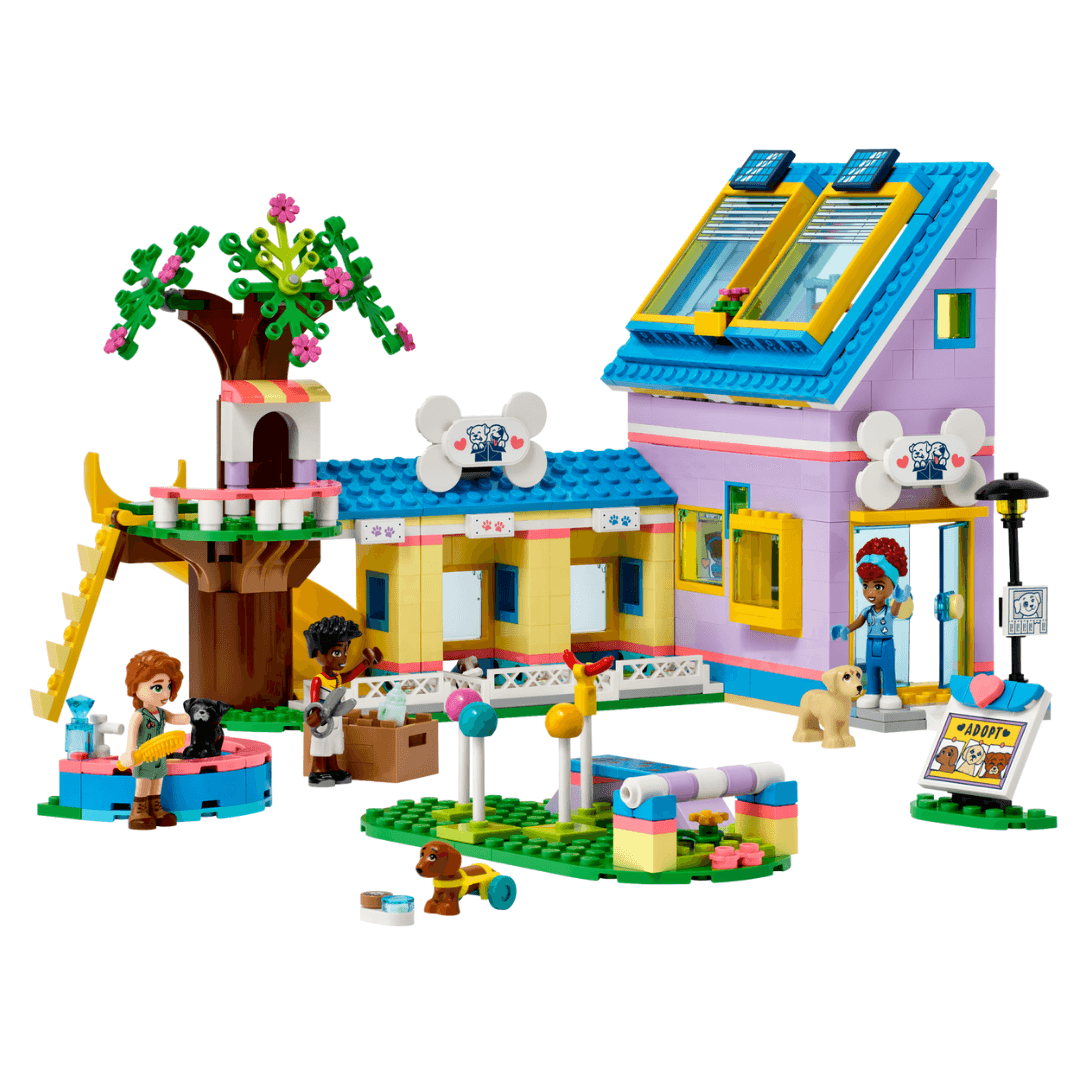 41727 lego friends dog rescue centre - tree, building, characters and puppies build suggestion
