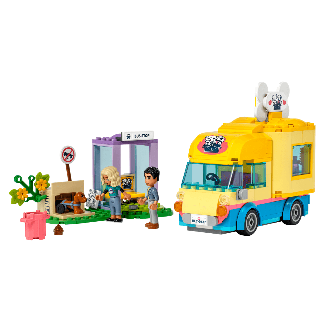 Lego Friends dog rescue van yellow with big white bone on top build suggestion