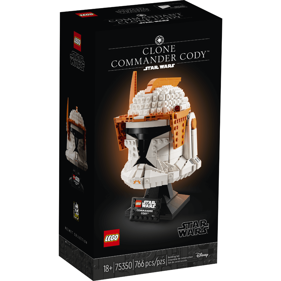Lego Star Wars Helmet, white, black and orange pieces - Clone Commander Cody - boxed