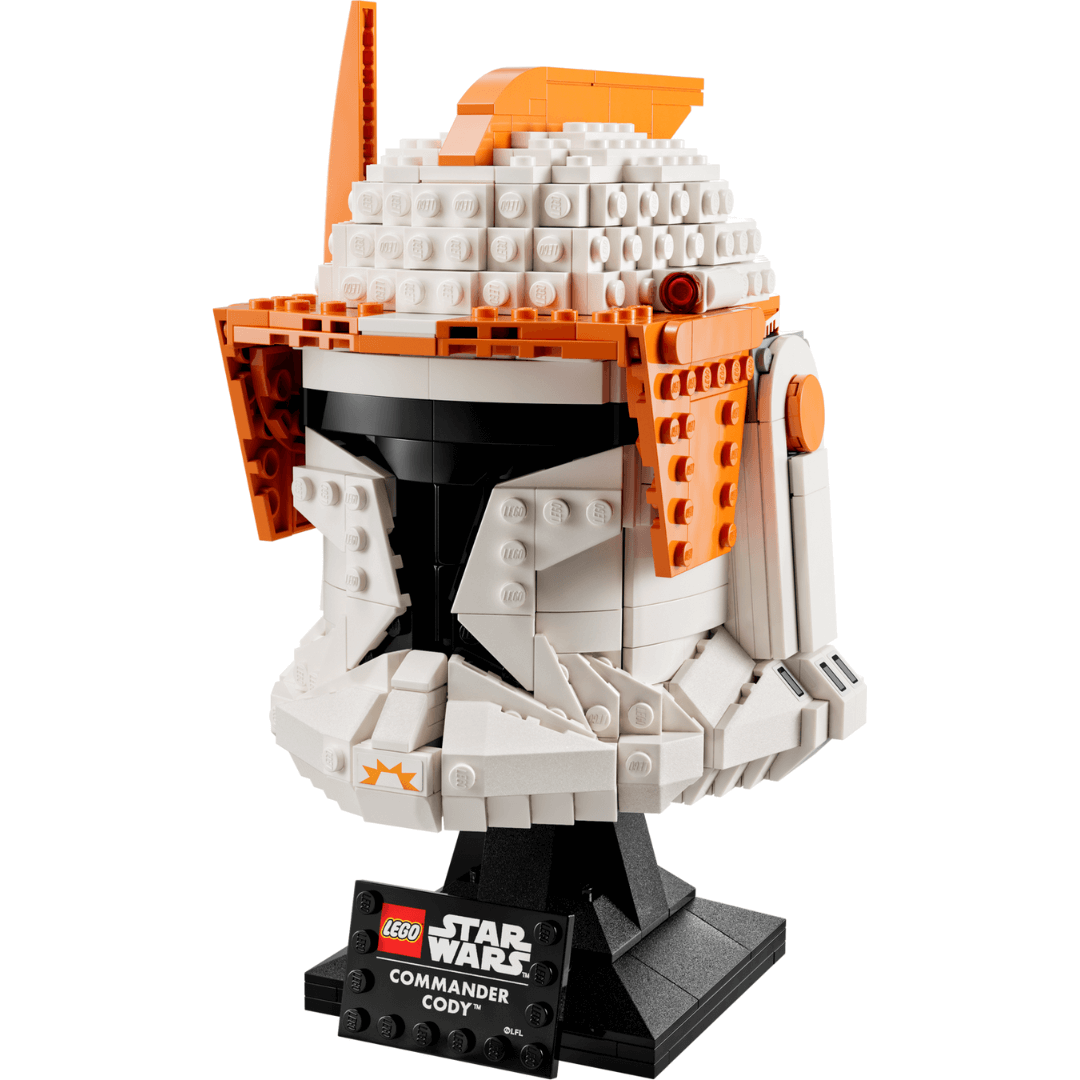 Lego Star Wars Helmet, white, black and orange pieces - Clone Commander Cody - built