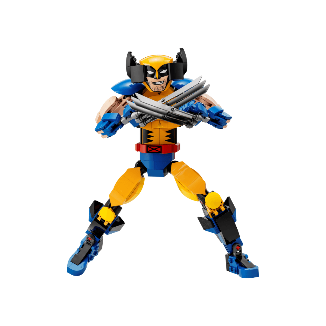 76257 Lego Marvel Wolverine Construction Figure Built Set. Featuring Wolverine From Xmen Movie Series Seen Wearing Blue And Yellow And Holding Signature Silver Claws. All Joints Are Hinged And Movable.