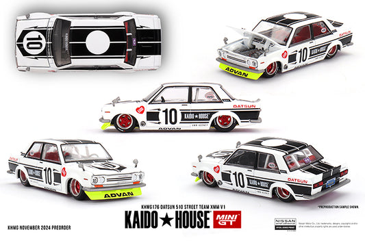 PRE ORDER Mini GT - 1:64 Datsun 510 Street Team XMM V1 Kaido House