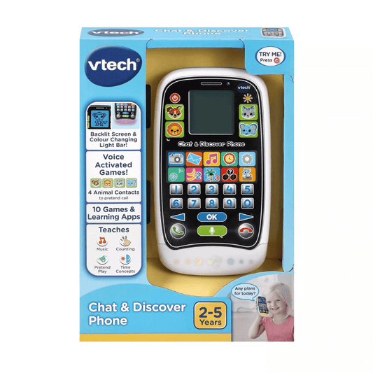 Vtech chat and discover phone interactive pretend phone for preschoolers in packaging at toyworld lismore