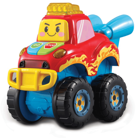 Vtech smart monster truck, red blue and yellow with buttons and lights lismore toyworld