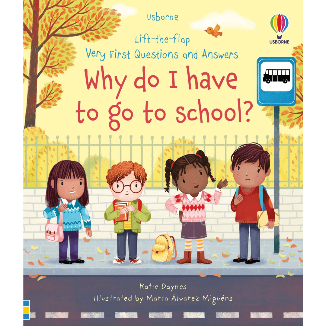 Usborne books why do I have to go to school kids at a bus stop toyworld lismore