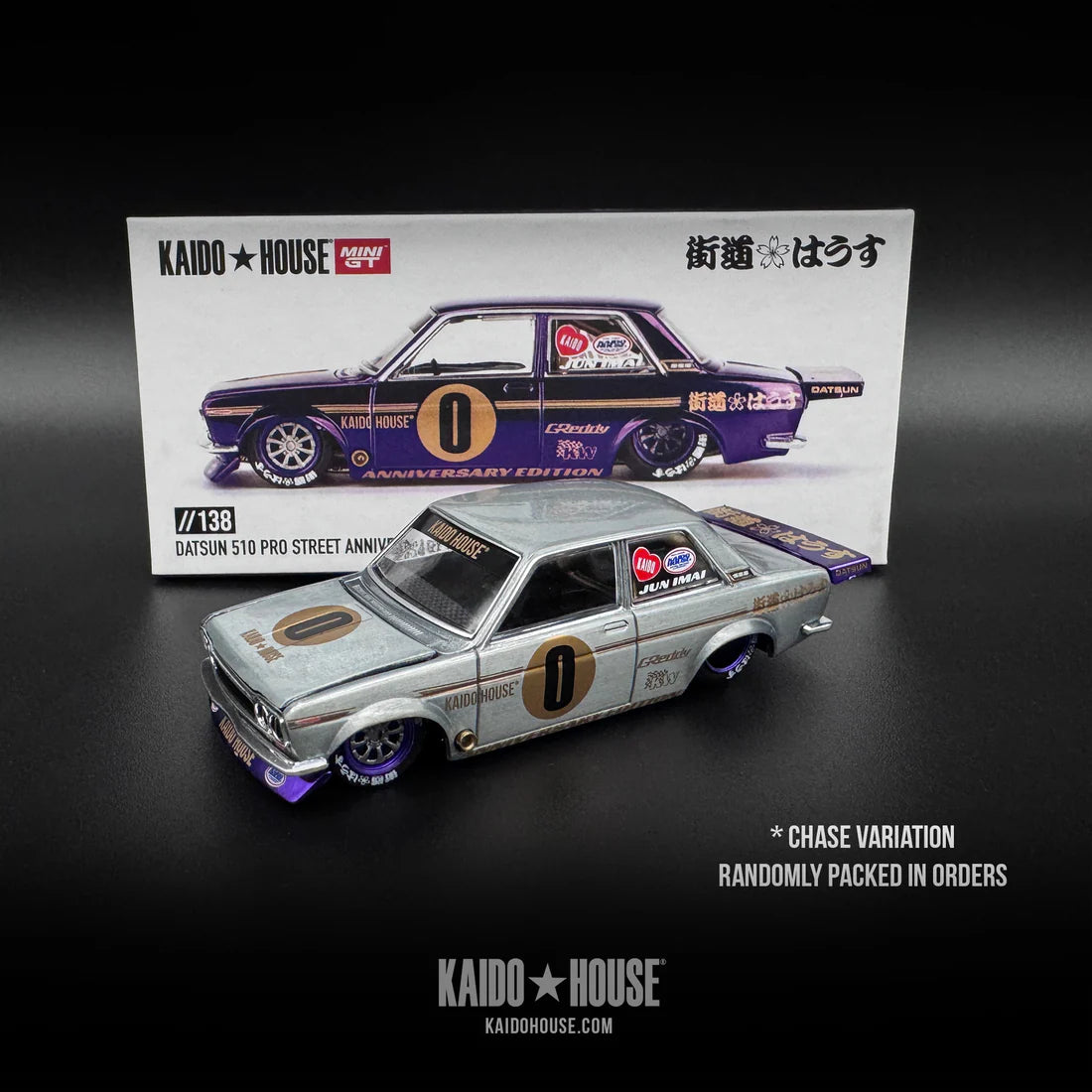 DATSUN 511 Pro Street #0 KAIDO – Mini GT Scala 1:64, Colore Verde, Modello Da Collezione - Foto 3