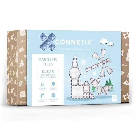 Clear Starter Pack 34 Piece - Connetix Magnetic Tiles