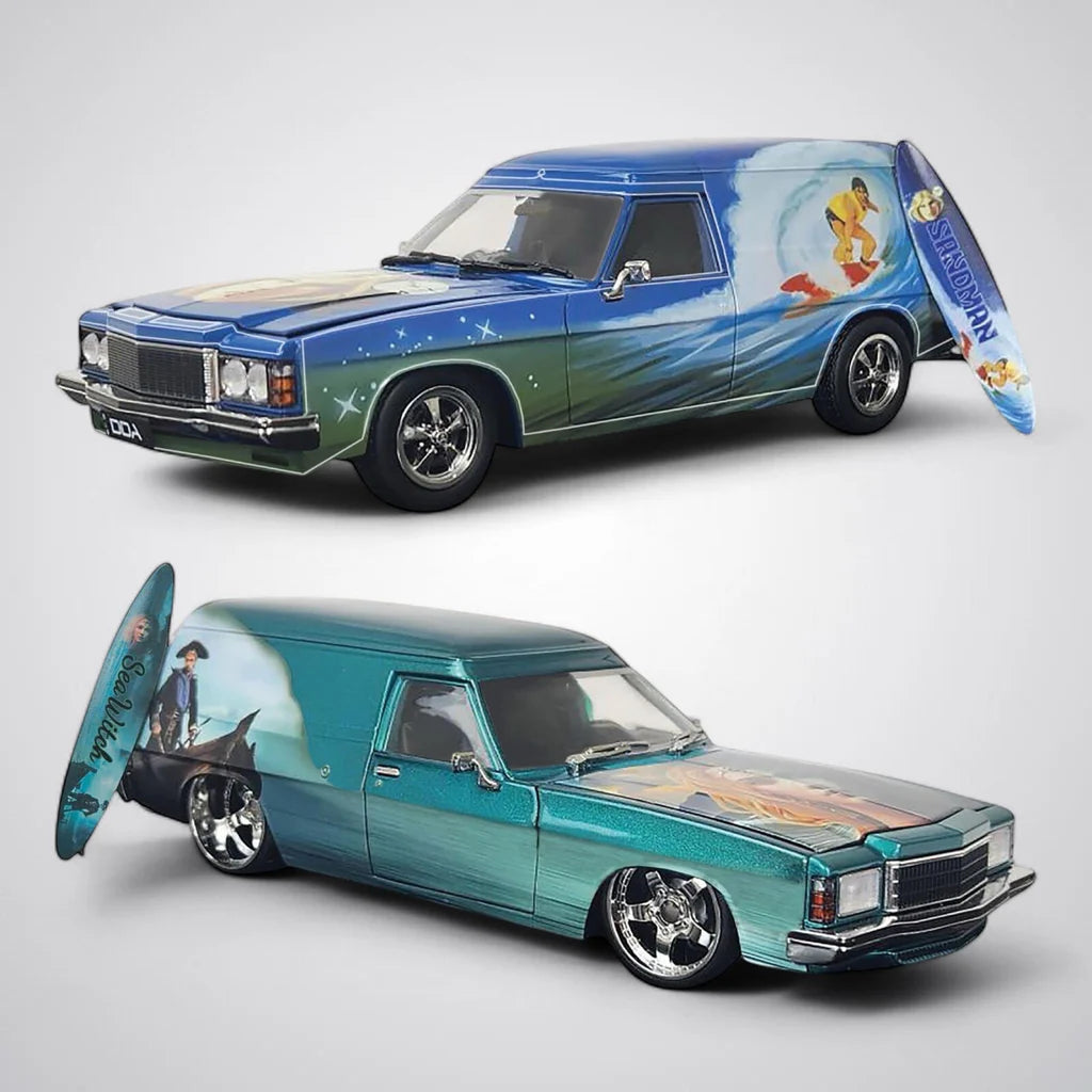 DDAUS - 1:24 Sea Witch Holden Panel Van Twin Set with Surfboard