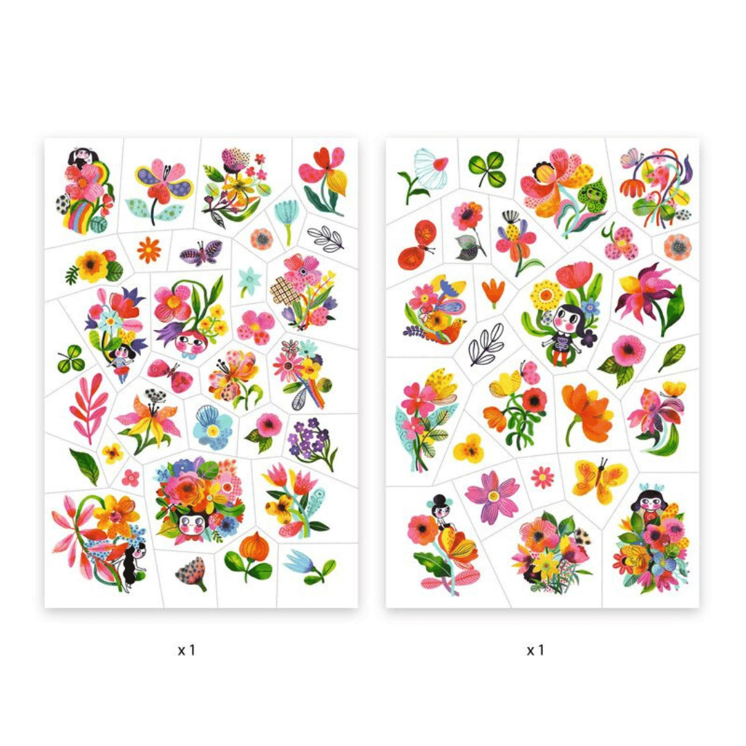 Djeco Aqua flor tattoos - flowers and colourful garden theme tatoos at toyworld lismore