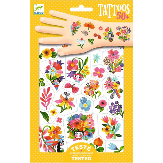 Djeco Aqua flor tattoos - flowers and colourful garden theme tatoos at toyworld lismore