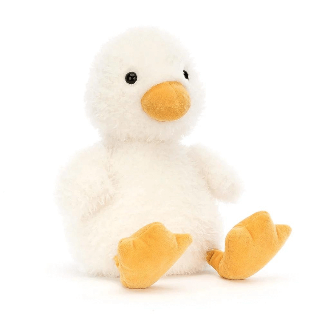 jellycat white duck with yellow beak and feet features at toyworld lismore
