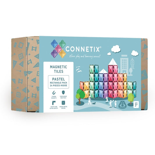 Connetix Magnetic Tiles - 24 Piece Pastel Rectangle Pack
