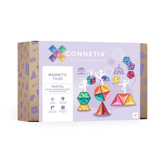 Connetix Magnetic Tiles - 48 Piece Pastel Shape Expansion Pack