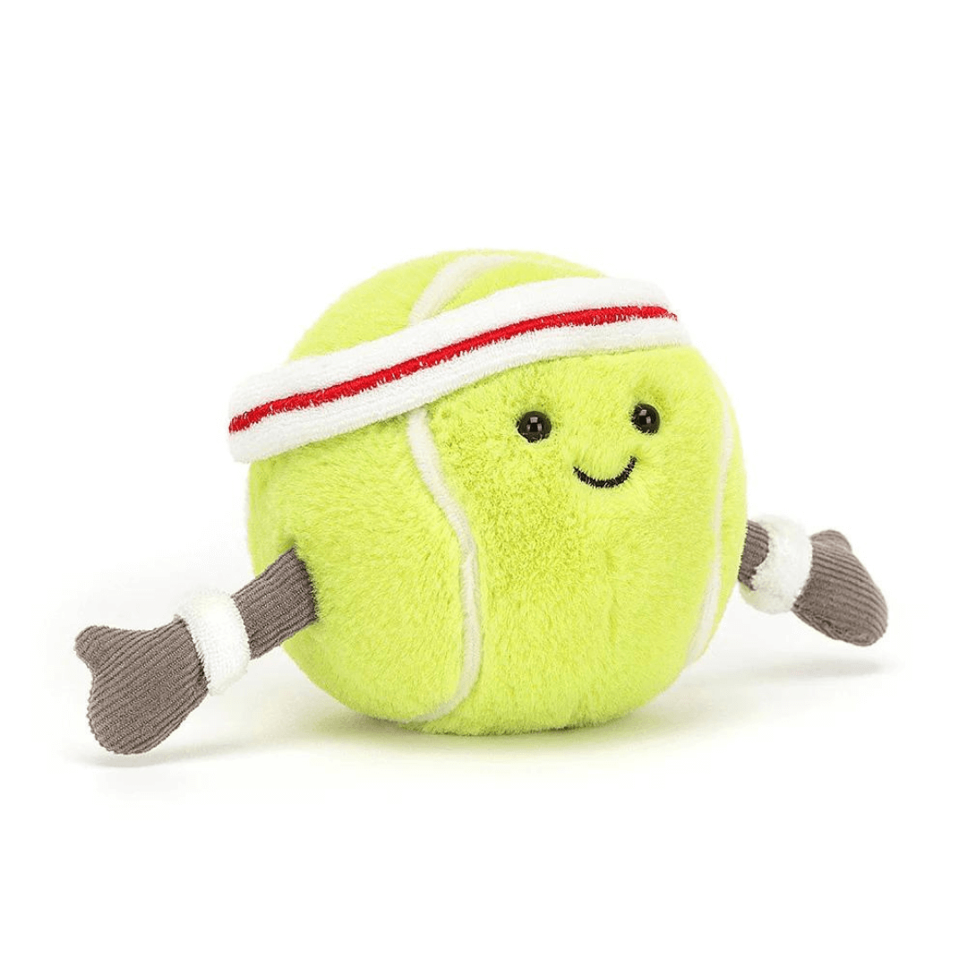 jellycat tennis ball character with sweat bands soft toy at toyworld lismore