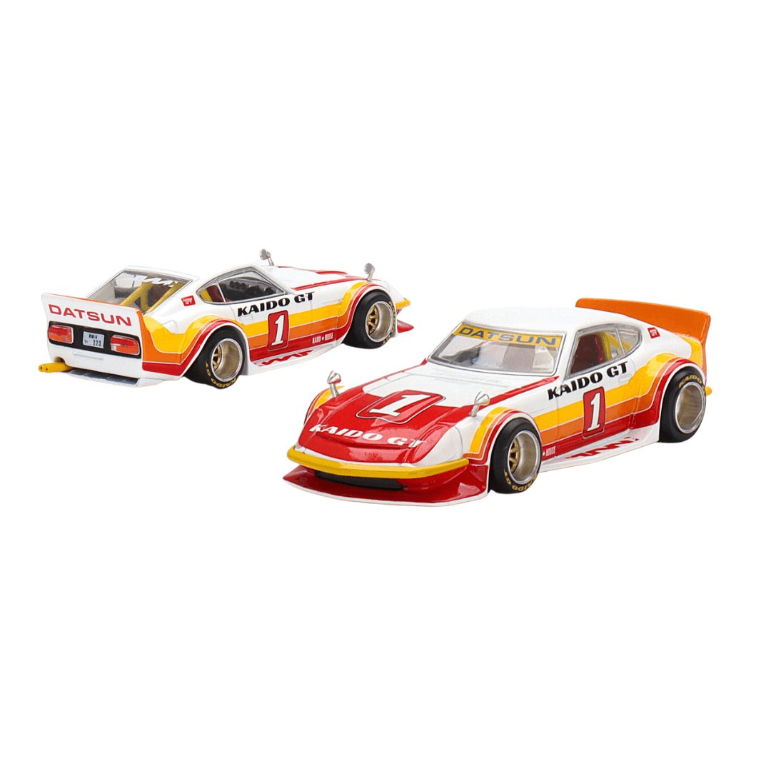 Kaido Datsun 1:64 scale fairlady with white red orange and yellow stripes