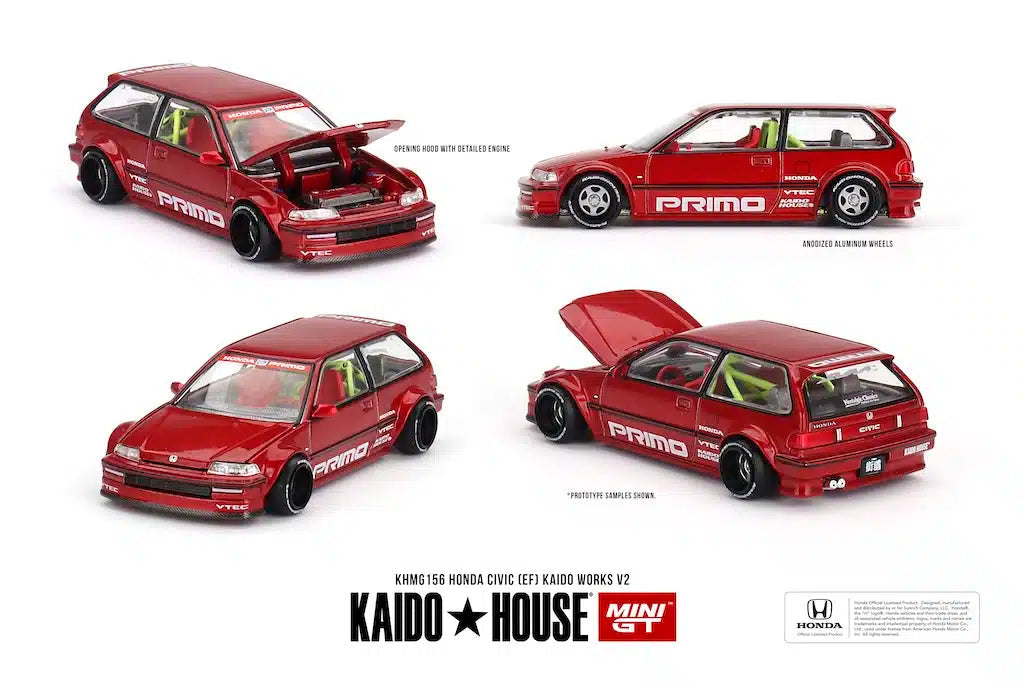Mini GT - 1:64 Honda EF Civic Kaido Works V2 - Kaido House Red