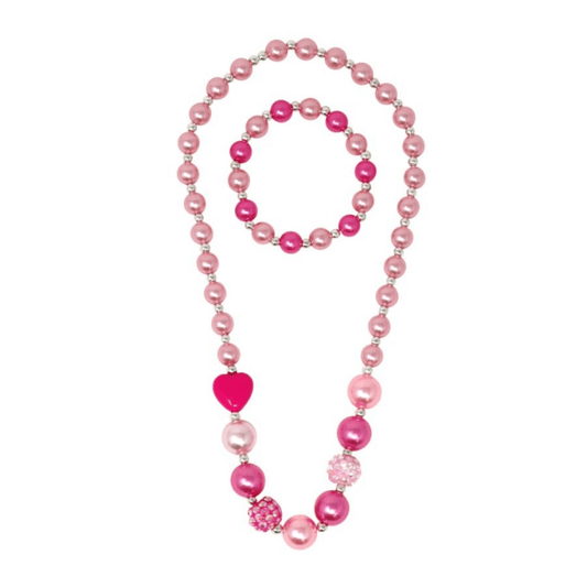 Be My Valentine Necklace & Bracelet Set - Pink Poppy