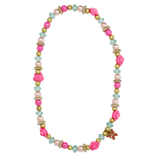 Butterfly Flower Necklace - Pink Poppy