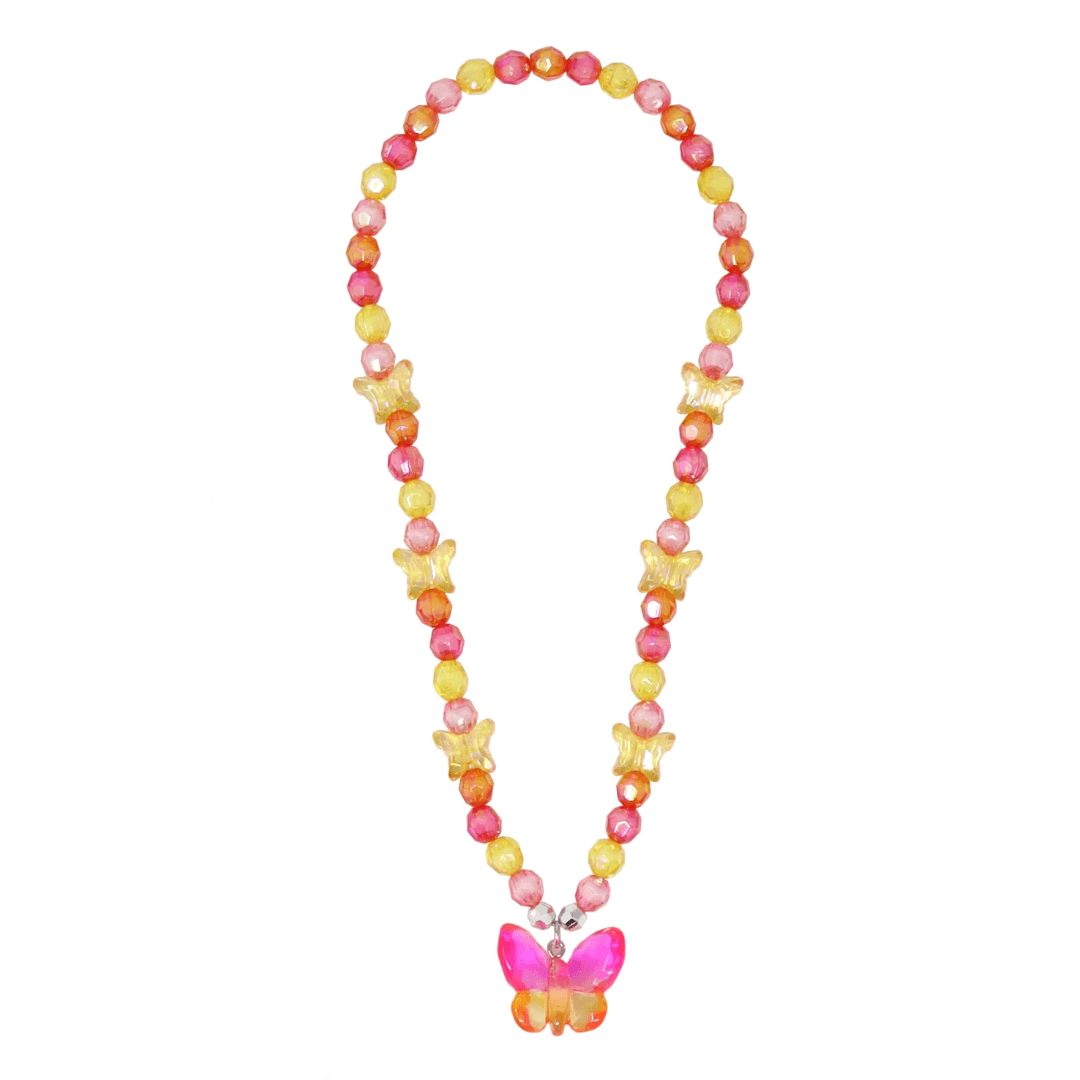 Rainbow Butterfly Necklace - Pink Poppy