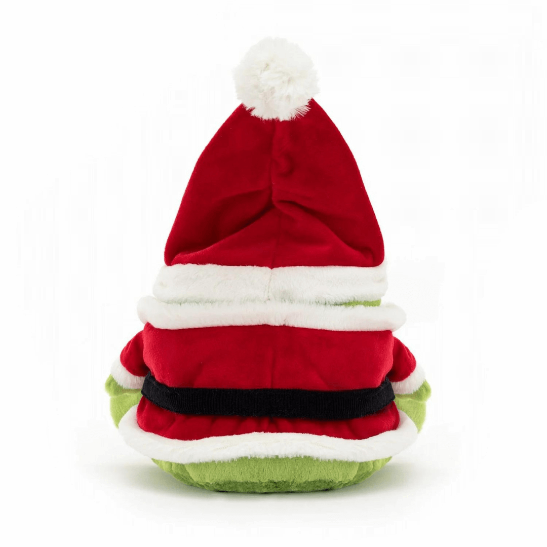 Jellycat Ricky rainfrog dressed up in a Santa outfit available at Toyworld