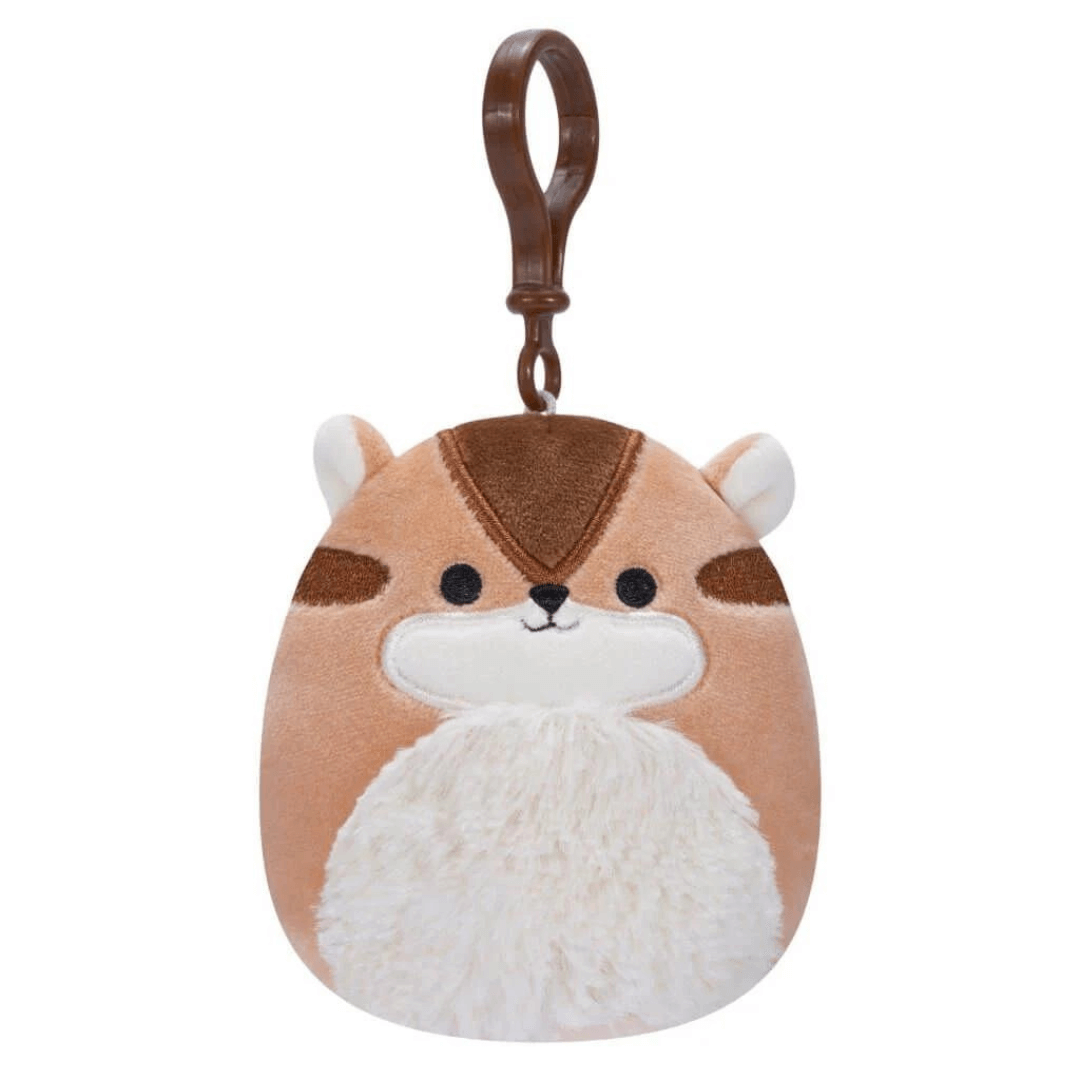 Squishmallow 3.5 clip on soft toy brown racoon looking creature toyworld lismore