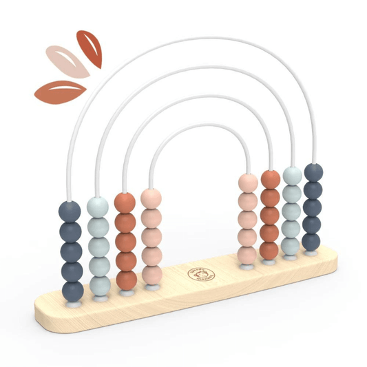 Speedy Monkey Rainbow Abacus blue and pink tones on a wooden base Toyworld Lismore