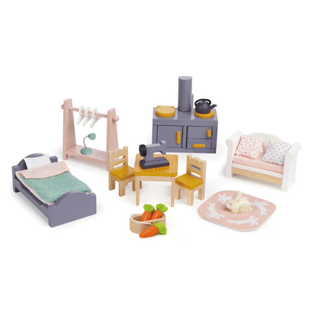 Tender Leaf Cottontail Cottage wooden doll house with furniture set included  toyworld lismore