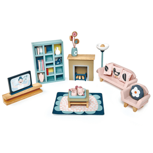 tender leaf wooden doll house accessories - sitting room set toyworld lismore