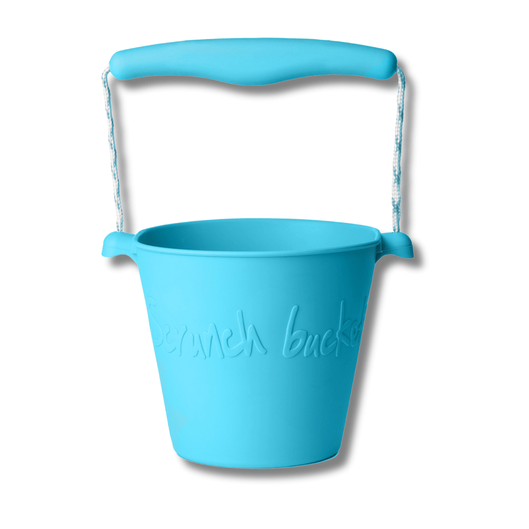 blue scrunch silicone bucket