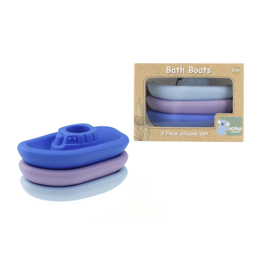 Silicone Bath Boats 3pc Blue Set