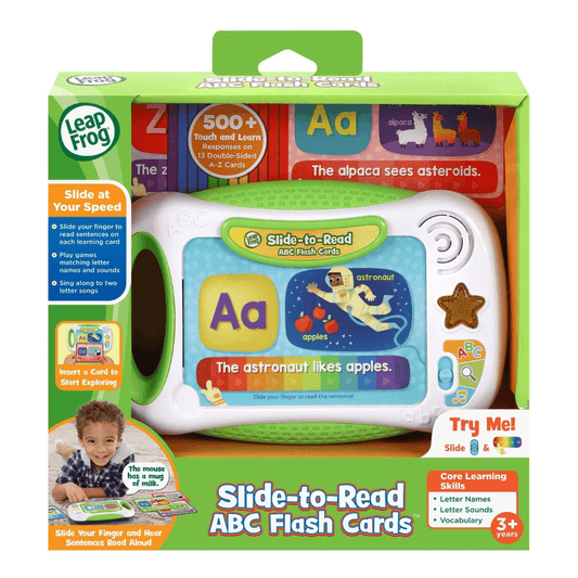 Leapfrog slide to read abc flashcard  interactive letter learning tool in packaging at toyworld lismore