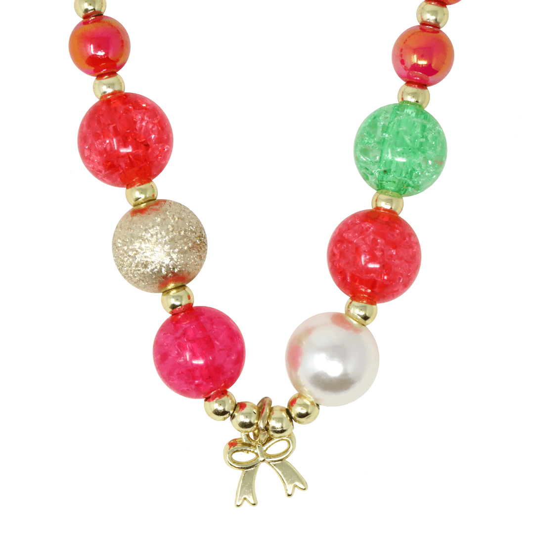 Christmas colours Braclet and Necklace set with Bow pendant