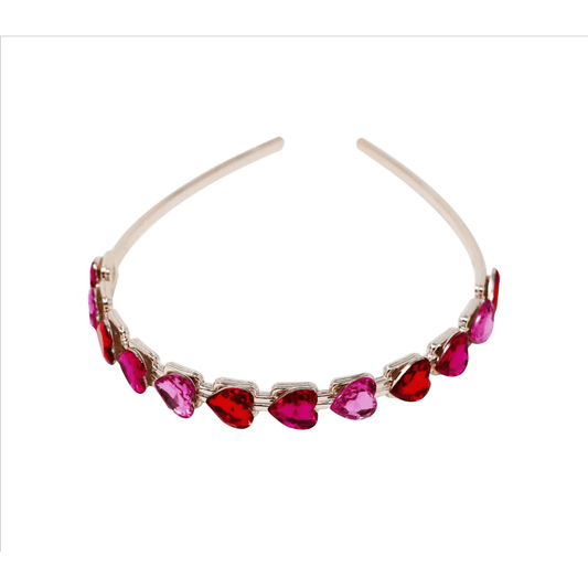 pink and red gemstone heart headband