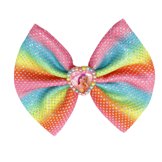 Pink Poppy - Barbie Rainbow Fantasy Jumbo Hair Bow With Pearl Heart Pendant
